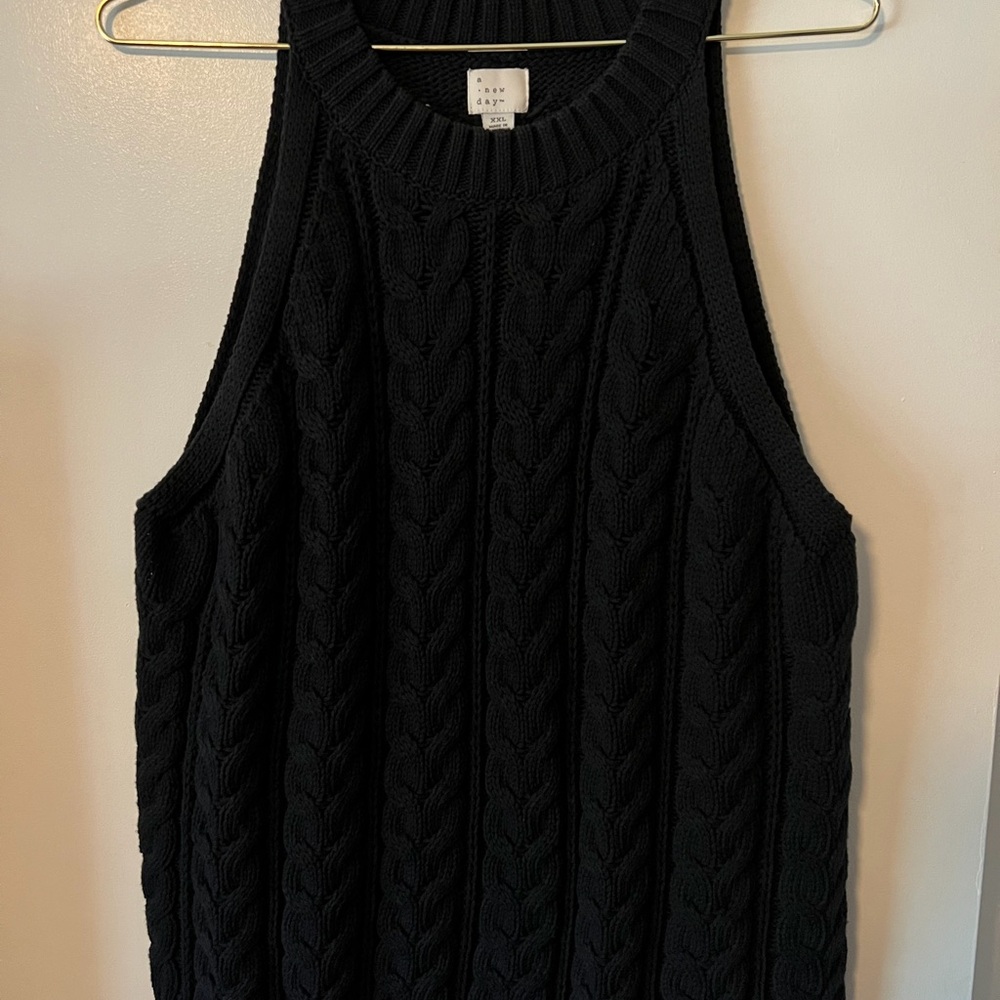 a new day Black Cable Knit Crewneck Sweater Vest